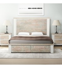Valencia Coastal Grey & Miami White Solid Pine Timber Bed Frame